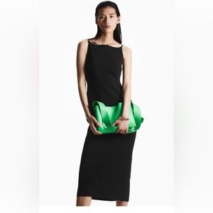 COS backless knitted slip dress in black